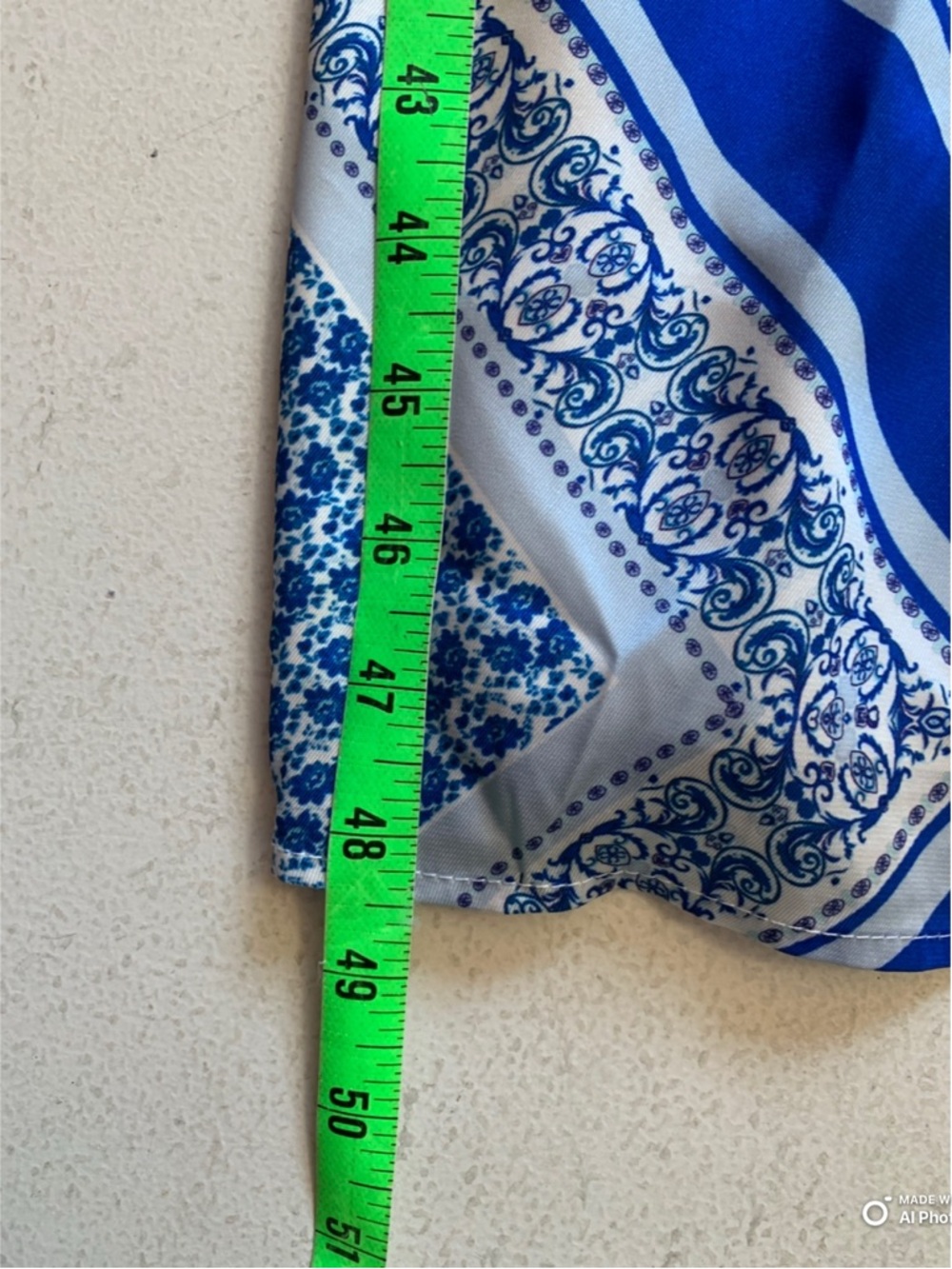 Lulus XS Vacay Beauty Blue Scarf Print One-Shoulder Tie Strap Midi Dress NWT - Picture 17 of 17